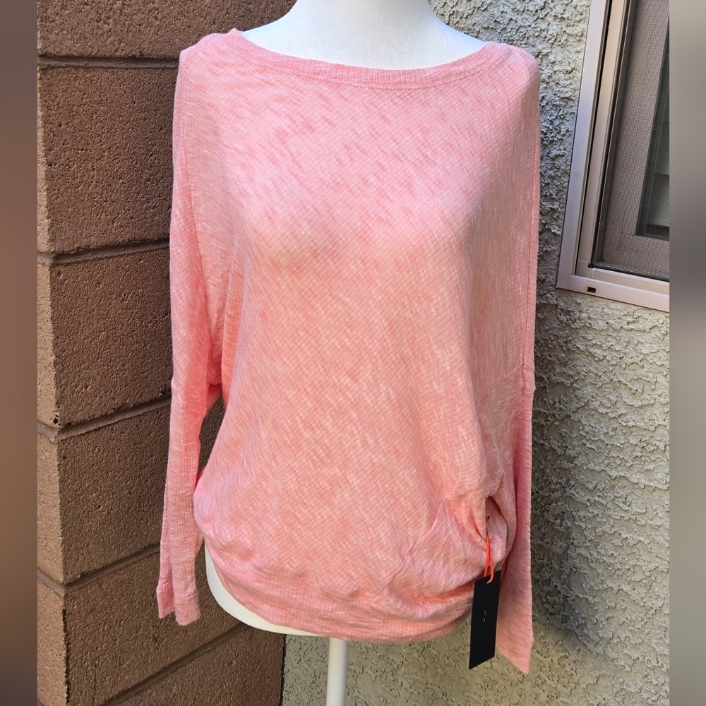 Black Tape Light Pink Long Sleeve Dolman Sleeve  Top